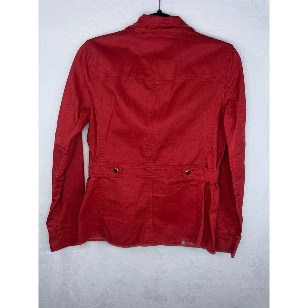 J. Crew Red Utility Jacket with Gold-Tone Hardware